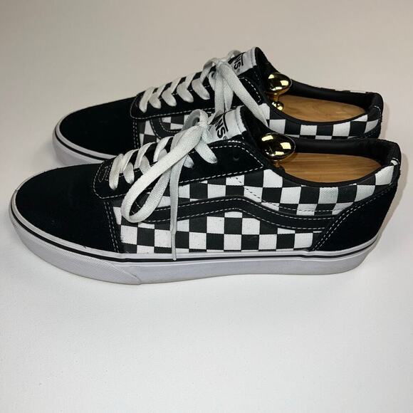 Vans Era Old Skool Ward Checkerboard Trainers Shoes Black White Suede Size 9 - Picture 2 of 13